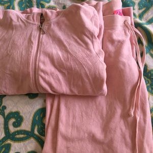 Pink Velour Juicy Couture Track Suit Set